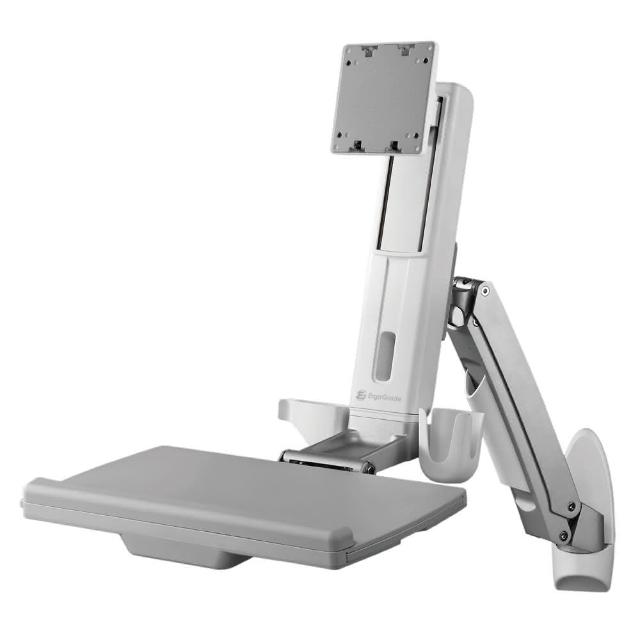 【ErgoGrade】壁掛式螢幕坐站兩用升降工作站EGORW10Q(工作桌/摺疊桌/電腦螢幕架/長臂/旋臂架/桌上型支架)