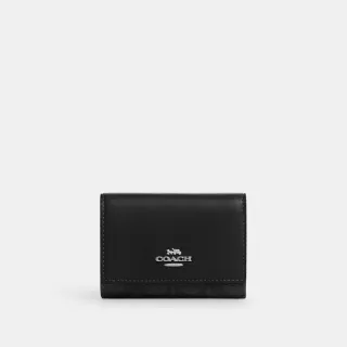 【COACH】蔻馳官方直營 MICRO經典Logo皮夾-黑墨色/黑色(CM761)