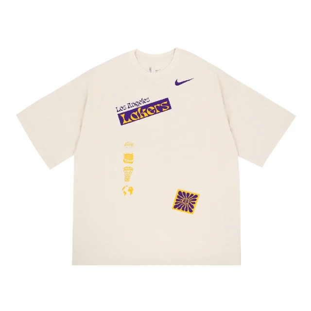 NIKE 耐吉 短袖 NBA Los Angeles Lakers 男款 象牙白 極寬鬆 洛杉磯湖人 短T(FV9274-901)