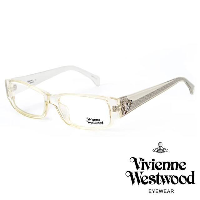 Vivienne Westwood 經典土星鏡腳長方框光學眼鏡(透黃-VW18902)