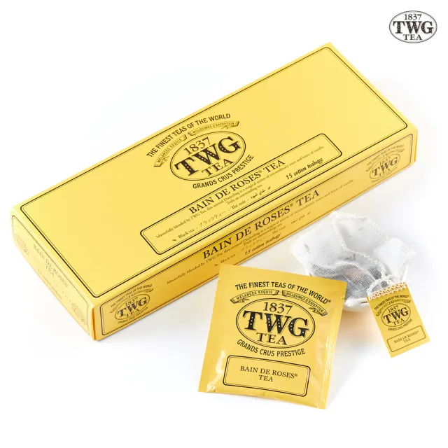 【TWG Tea】玫瑰芬香茶茗茶禮物組(手工純棉茶包 15包/盒+果醬+計量銀匙)