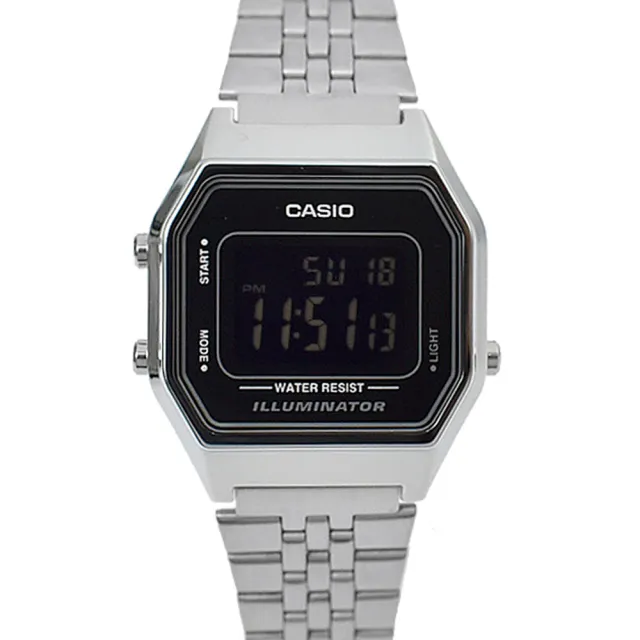 【CASIO 卡西歐】CASIO手錶 經典復古黑面鋼錶(LA680WA-1BDF)