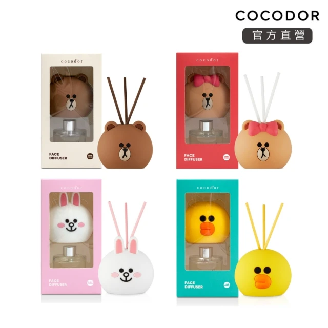 cocodor LINE FACE系列擴香瓶50ml/4入組(熊大:蜜梨小蒼蘭+熊美:莓果冰茶+兔兔:櫻花蘇打+莎莉:芒果茉莉)