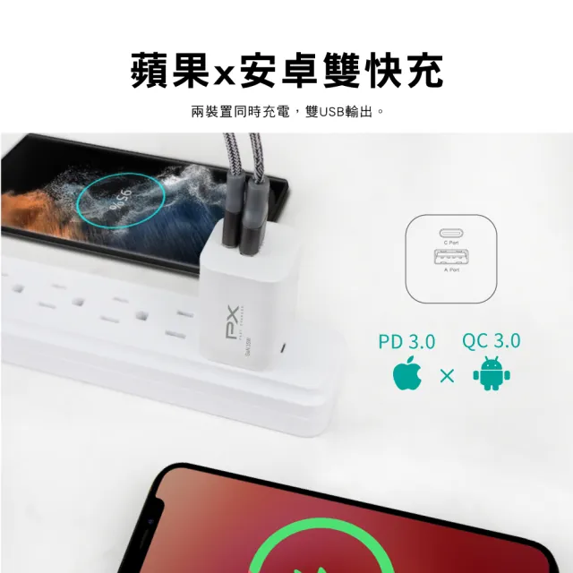 【PX大通-】35瓦快充頭+線 iPhone蘋果氮化鎵GaN充電器充電頭手機 Type C USB(PWC-3511W/B/UCC3-2B)