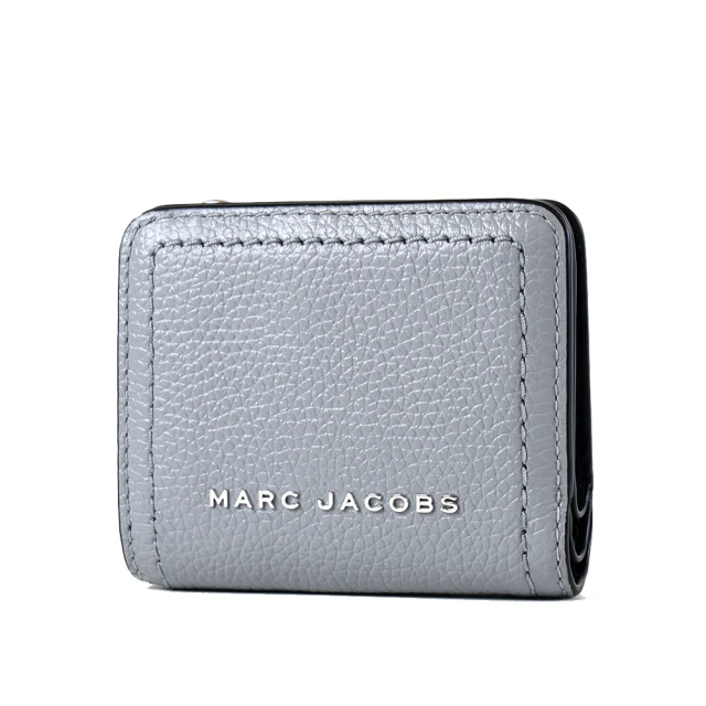 MARC JACOBS 馬克賈伯 荔枝紋牛皮對開釦式短夾-黑/灰