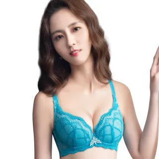 【Swear 思薇爾】晶采34BRA系列B-F罩蕾絲包覆內衣(鴨皇藍)