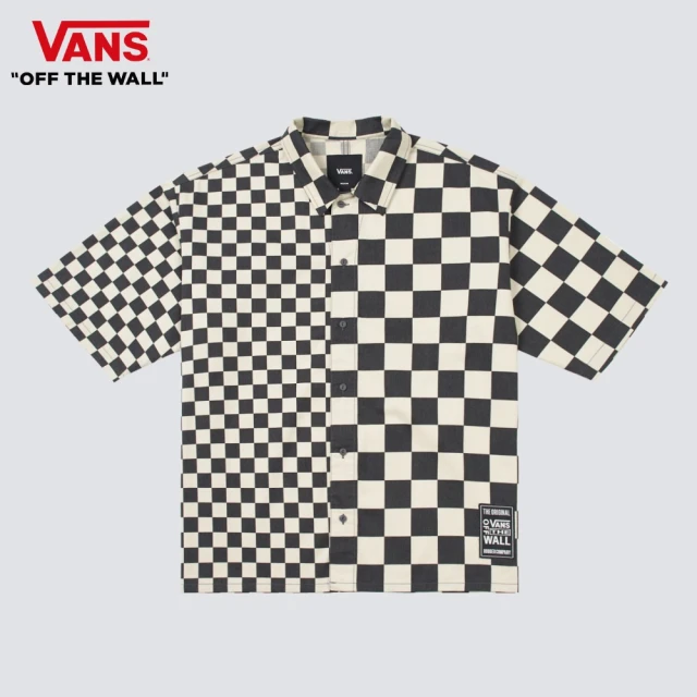 VANS 官方旗艦 HYBRID CHECKER 男女款黑白色棋盤格短袖襯衫