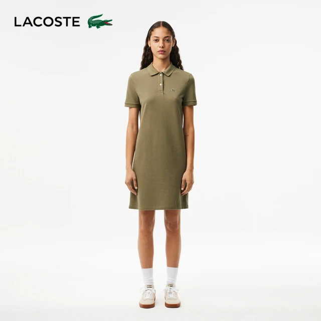 LACOSTE 女裝-柔軟網眼布短袖Polo連身裙(草地綠)