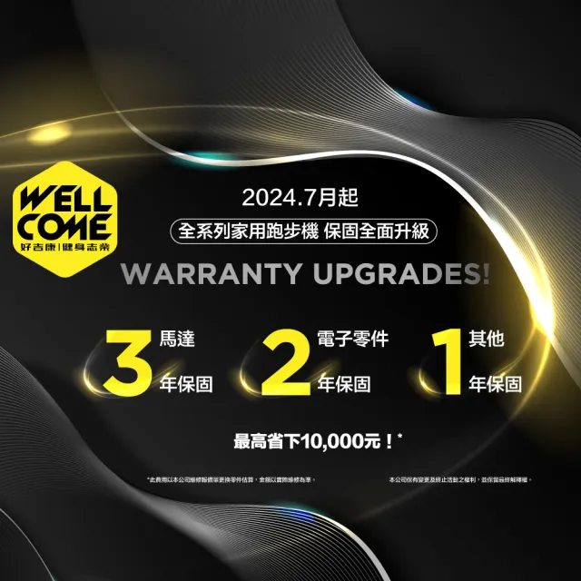 【well-come 好吉康】VX1PLUS 低噪節能電動跑步機(15段坡度/馬達3年保固/45cm寬跑面)