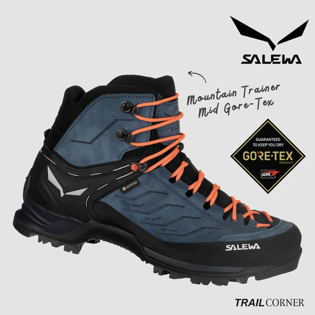 SALEWA MOUNTAIN TRAINER GORE-TEX 防水登山鞋 男 藍/黑(徒步健行鞋 高山健行靴 戶外防水運動鞋)