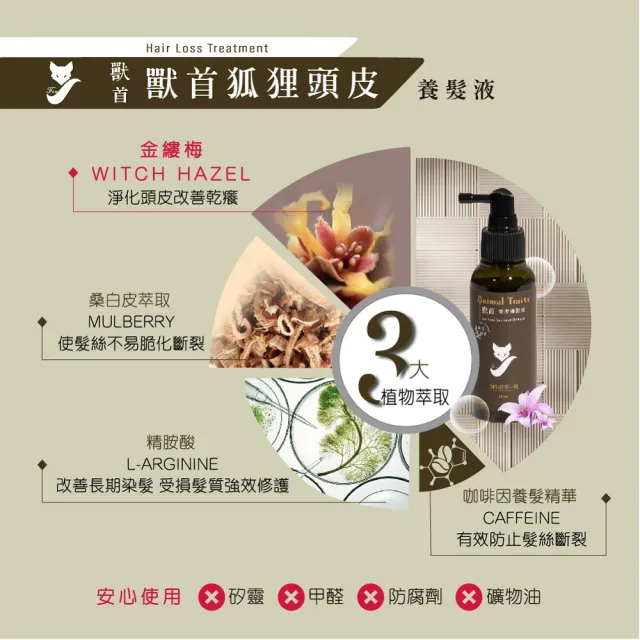 【MPB巴黎小姐】獸首狐狸頭皮養髮液100ml(咖啡因洗髮精 落髮 敏感頭皮護理 生髮露 頭髮液 頭皮水 調理)