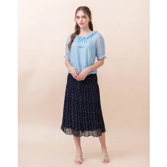 【perng yuh 芃諭名品】花甜朵朵 印花雪紡 壓褶裙(2024 AW Collection|3C秋冬新品上市)