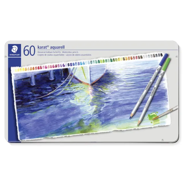 【STAEDTLER 施德樓】施德樓 金鑽級水彩色鉛筆60色組 鐵盒裝 MS125M60