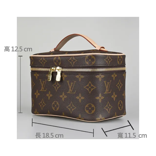 【Louis Vuitton 路易威登】LV M44495 Nice Mini經典LOGO Monogram帆布拉鍊手提化妝箱(咖啡)