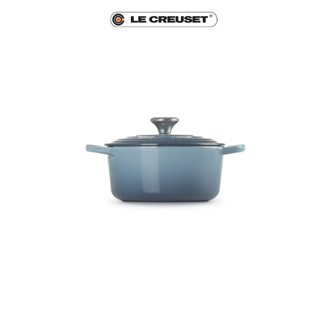 【Le Creuset】典藏琺瑯鑄鐵鍋圓鍋 18cm(水手藍-鋼頭)