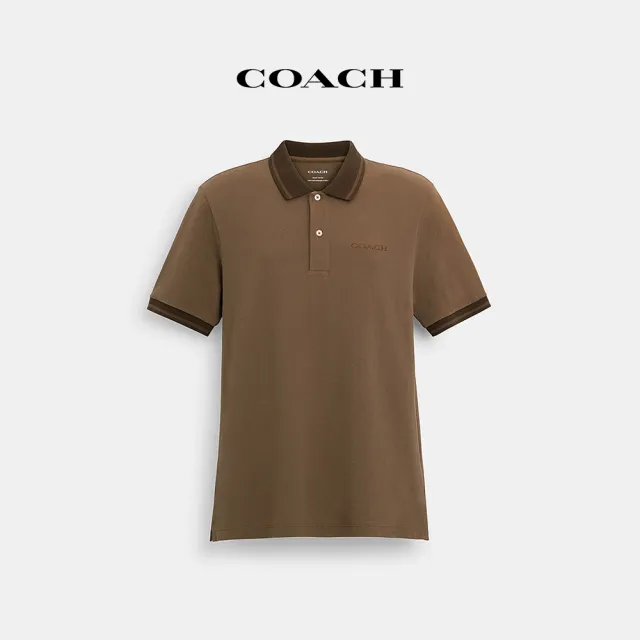 【COACH蔻馳官方直營】棉質撞色POLO衫-沙黃色(CR488)