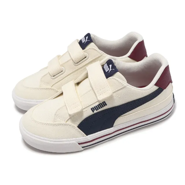 【PUMA】休閒鞋 Court Classic VULC FS V PS 中童 米白 紅 魔鬼氈 小朋友 運動鞋(396560-01)