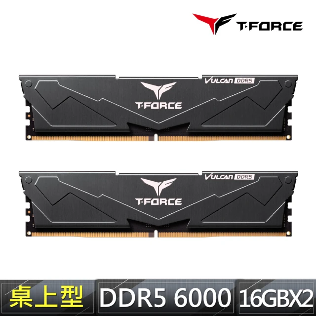 TEAM 十銓 T-FORCE VULCAN 火神系列 DDR5-6000 16Gx2_32GB CL38-46 黑色 桌上型超頻記憶體(黑色)