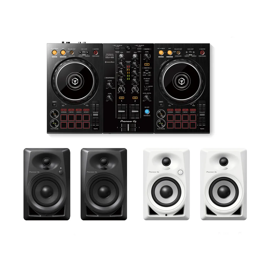 【Pioneer DJ】DDJ-FLX4 控制器+DM-40D 入門款主動式監聽喇叭組合(原廠公司貨)