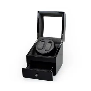 【P&W】手錶自動上鍊盒 2支裝 5種轉速 鋼琴烤漆 玻璃鏡面 內飾絨布 錶盒(機械錶專用 動力儲存盒、旋轉盒)