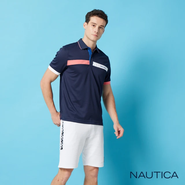 NAUTICA 男裝 吸濕排汗機能短袖(藍色)