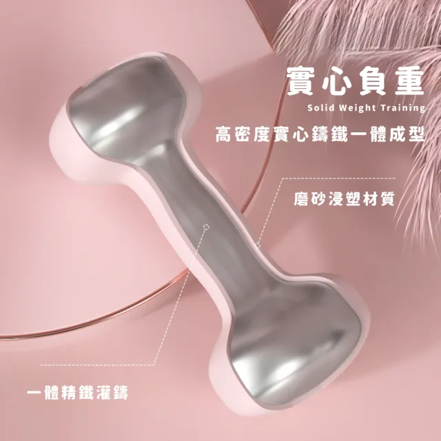 磨砂質感櫻花粉啞鈴1kg-2入(抗摔 可水洗 健身啞鈴 瑜珈 運動 跳操 韻律 居家 女性)