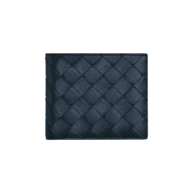 【BOTTEGA VENETA 寶緹嘉】743211 深藍 牛皮 中格(八卡對開短夾)