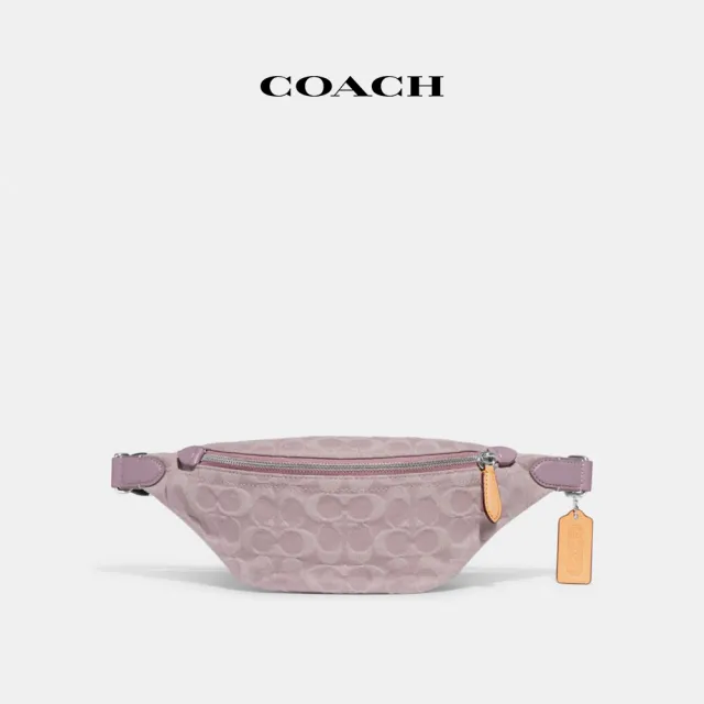 【COACH蔻馳官方直營】CHARTER經典Logo丹寧布7號腰包-淺紫紅色(CJ825)