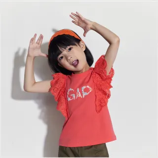 【GAP】女幼童裝 Logo印花圓領短袖T恤-玫紅色(466634)