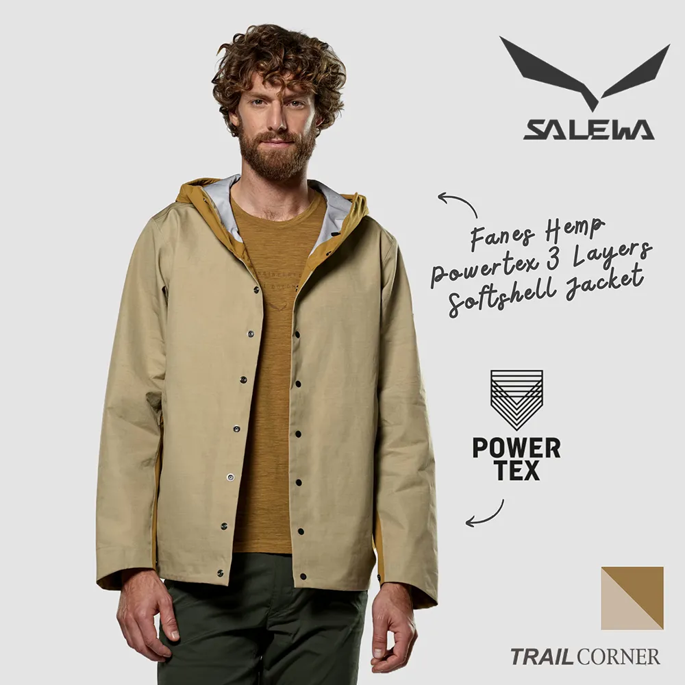 【SALEWA】FANES HEMP POWERTEX 3L JACKET 男 防水外套(夏季高性能防風防水夾克)