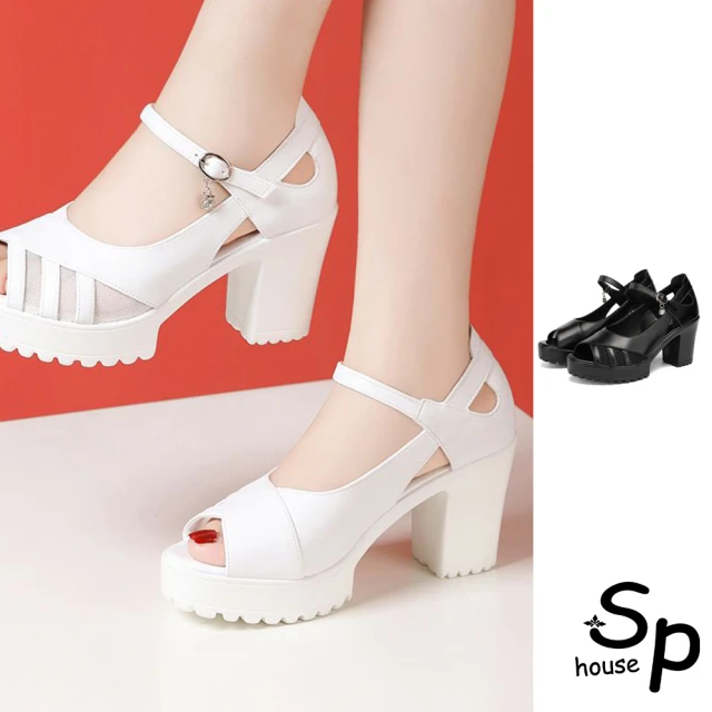 Sp house 性感都會羊絨圓頭繫帶粗高跟鞋(黑色跟高可選