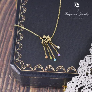 【Turquoise Jewelry】甜美可愛宇宙的流星鋯石S925銀鍍金細緻鎖骨項鍊(tqsm0015)