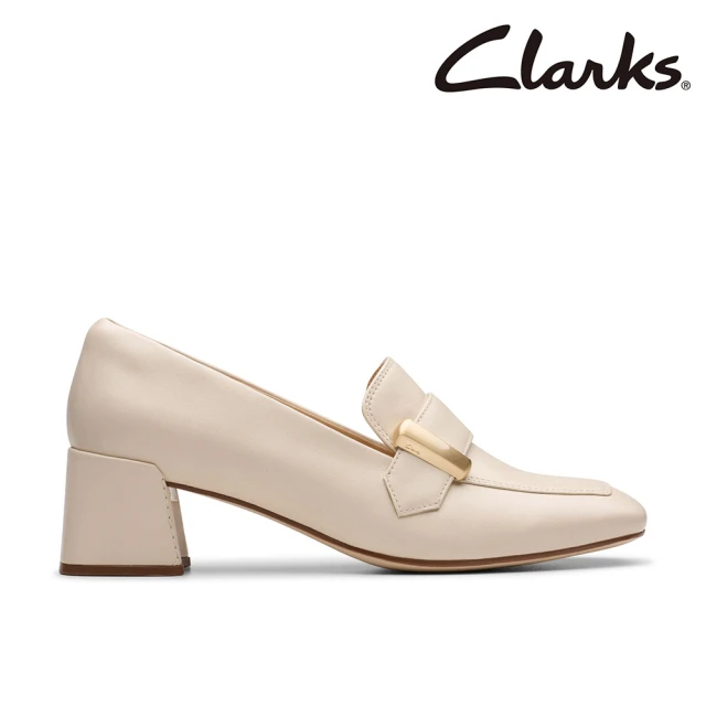 Clarks 女鞋 Nyta45 Lux 現代感方頭金飾釦高跟鞋(CLF80712D)