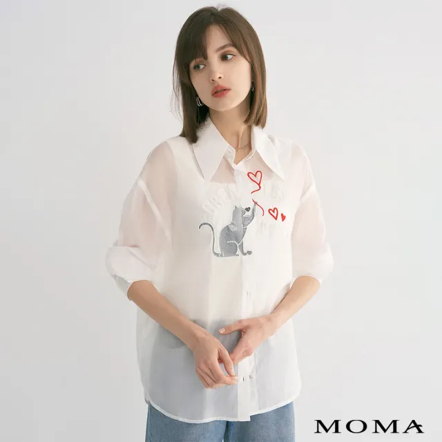 【MOMA】可愛貓咪萊賽爾襯衫(白色)