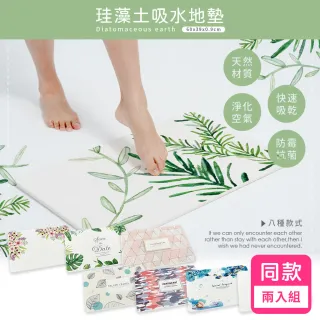 【收納王妃】台灣製造 北歐文青風 硬式珪藻土地墊 吸水 速乾 腳踏墊 浴室地墊 2入組(約 60x39x0.9cm)