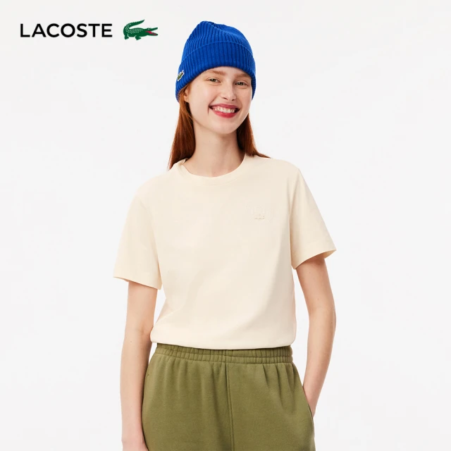 LACOSTE 女裝-美麗諾羊毛針織圓領長袖毛衣(花紗灰)好