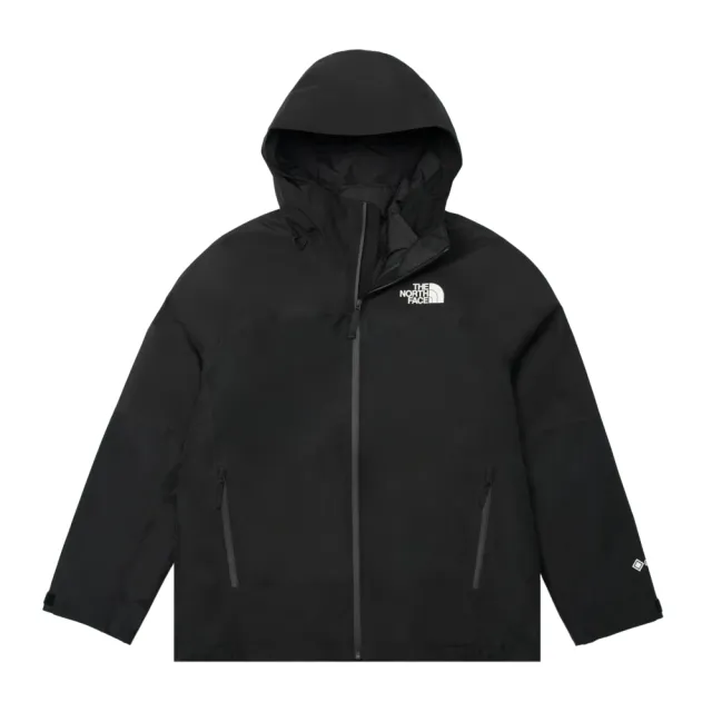 【The North Face 官方旗艦】北面男款黑色Gore-Tex防水防風透氣保暖連帽羽絨內裡三合一外套｜83RR4H0