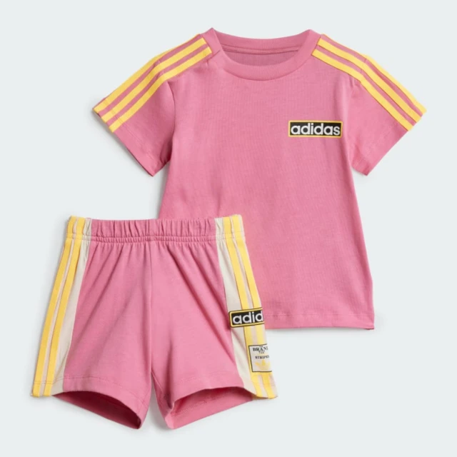 adidas 愛迪達 套裝 短袖上衣 童裝 大童 男女童 運動 SHORT TEE SET 粉 IX5212