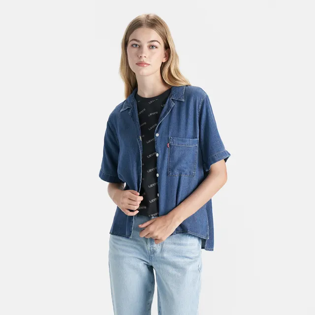 【LEVIS 官方旗艦】女款 短袖牛仔襯衫 / 莫代爾輕磅丹寧 人氣新品 A7175-0006