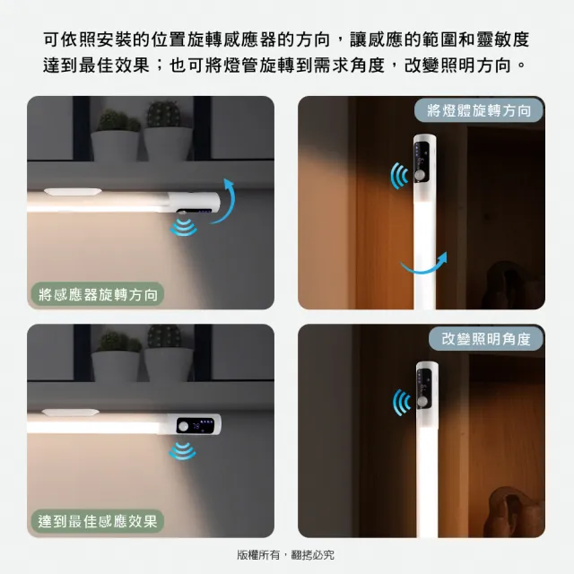 【aibo】數位顯示 長效續航充電磁吸式 LED感應燈(三色光)