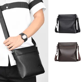 【Sp house】真皮 質感細膩全真牛皮斜背單肩隨身男用包(真皮包包 2色可選)