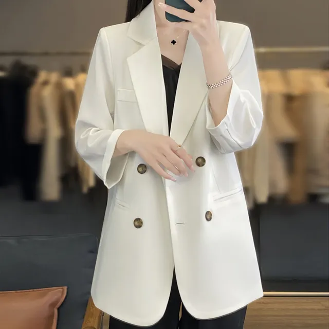 【巴黎精品】現貨+預購 西裝外套休閒西服(廓形垂感純色緞面女外套3色a1cz6)