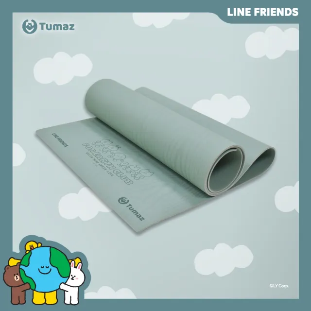 【Tumaz 月熊】LINE FRIENDS正版授權 輕量天然橡膠環保瑜珈墊 4.5mm