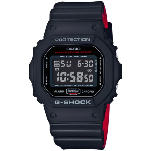 【CASIO 卡西歐】G-SHOCK 街頭時尚電子錶 禮物 開學(DW-5600HR-1/速)