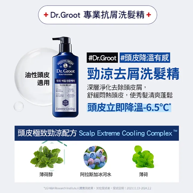 【Dr.Groot】勁涼去屑系列洗髮精400ml(控油去屑/勁涼去屑/止癢去屑/養護精華)