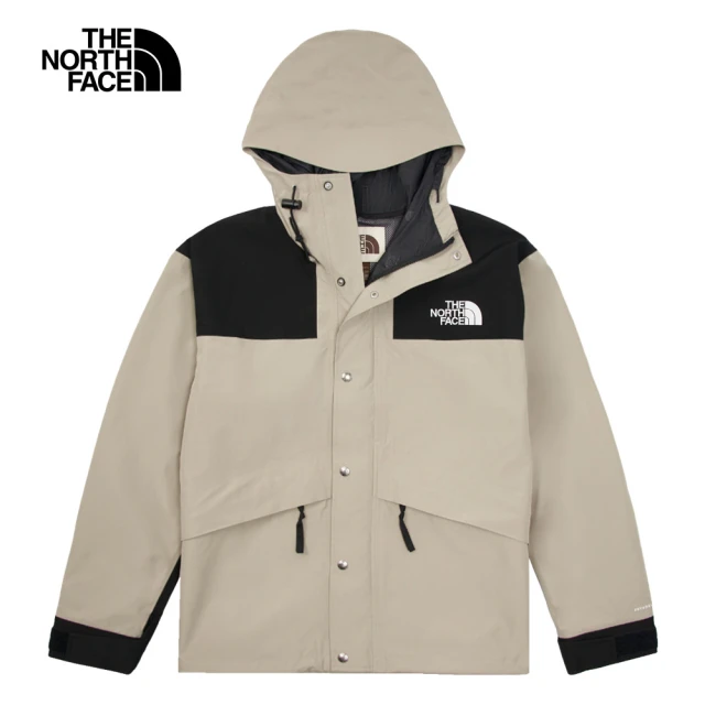 The North Face 經典ICON-北面男款灰色防水透氣舒適連帽衝鋒衣｜8AKJ5IF