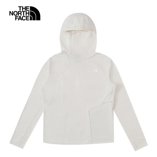 The North Face 北面UE女款米白色舒適保暖抓絨連帽長袖上衣｜8A8UQLI