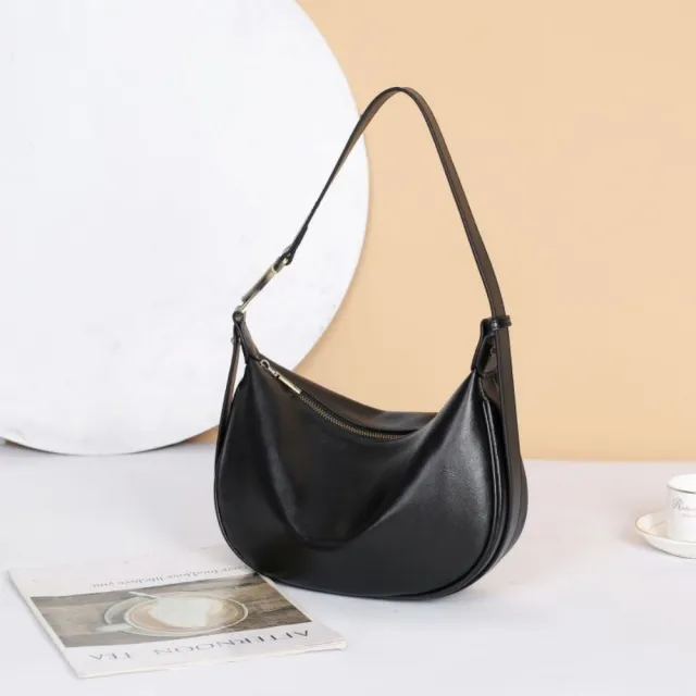 【巴黎精品】真牛皮側背包真皮包包單肩背包托特包手提包女包包(植鞣百搭餃子包6色a1gb27)