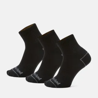 【Timberland 官方旗艦】中性黑色中筒襪三入組(A2PU2001)