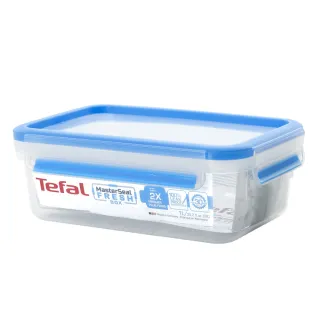 【Tefal 特福】無縫膠圈密封防漏PP保鮮盒/便當盒1L(膠條免拆洗)